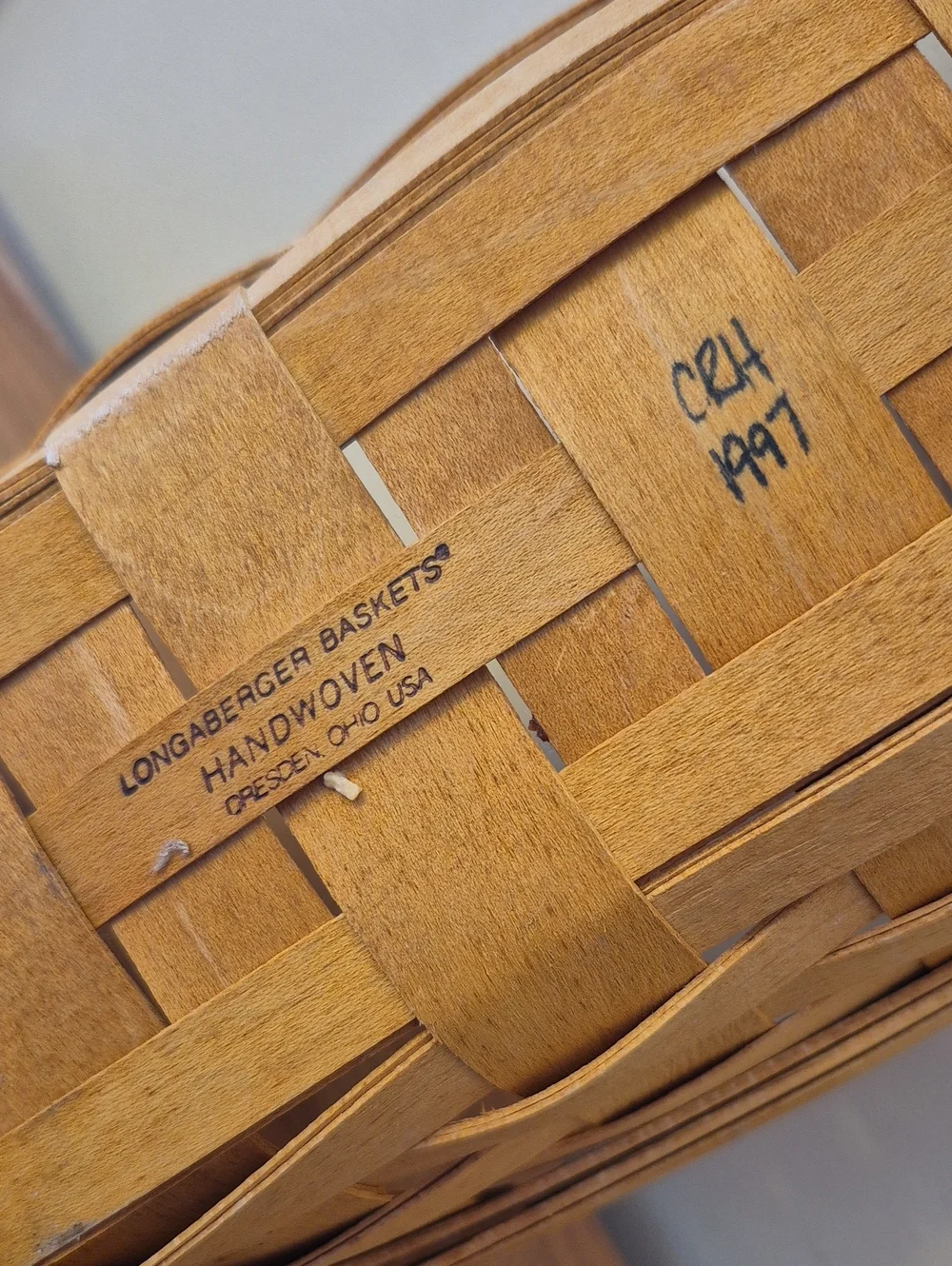 Vintage 1997 Longaberger Cracker Basket w/ Divider, Protector & 3 Liners